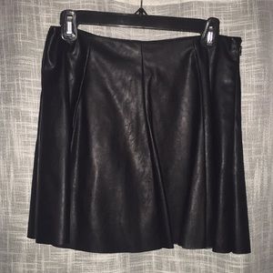Black vegan leather poly blend skirt